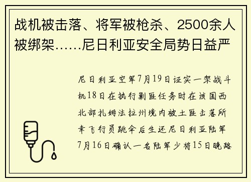 战机被击落、将军被枪杀、2500余人被绑架……尼日利亚安全局势日益严峻